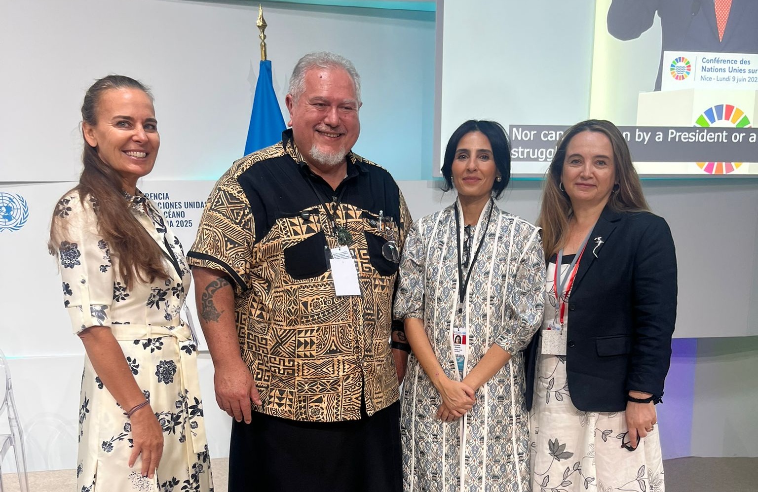 From left: Dona Bertarelli, IUCN Patron of Nature; President President Moetai Brotherson of French Polynesia, and Grethel Aguilar, IUCN Director General.