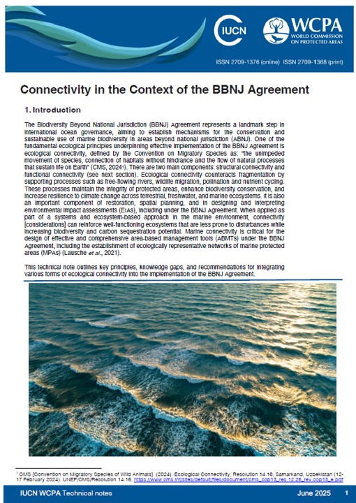 cover wcpa note on BBNJ and connectivity