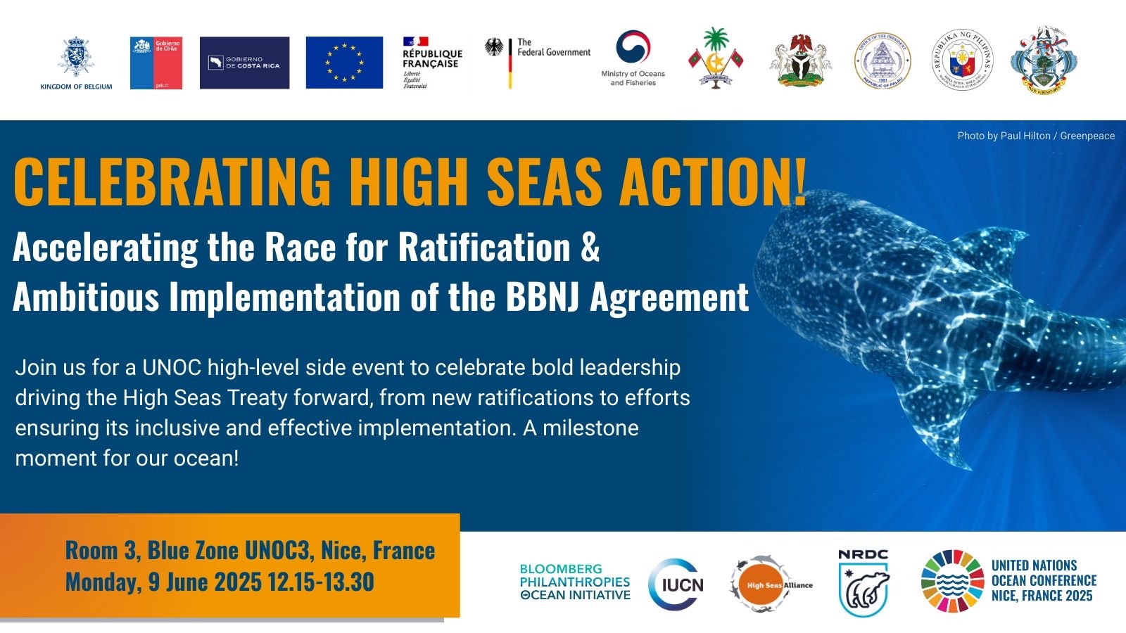 UNOC 2025 Celebrating High Seas Action: Accelerating the Race for Ratification - event flyer