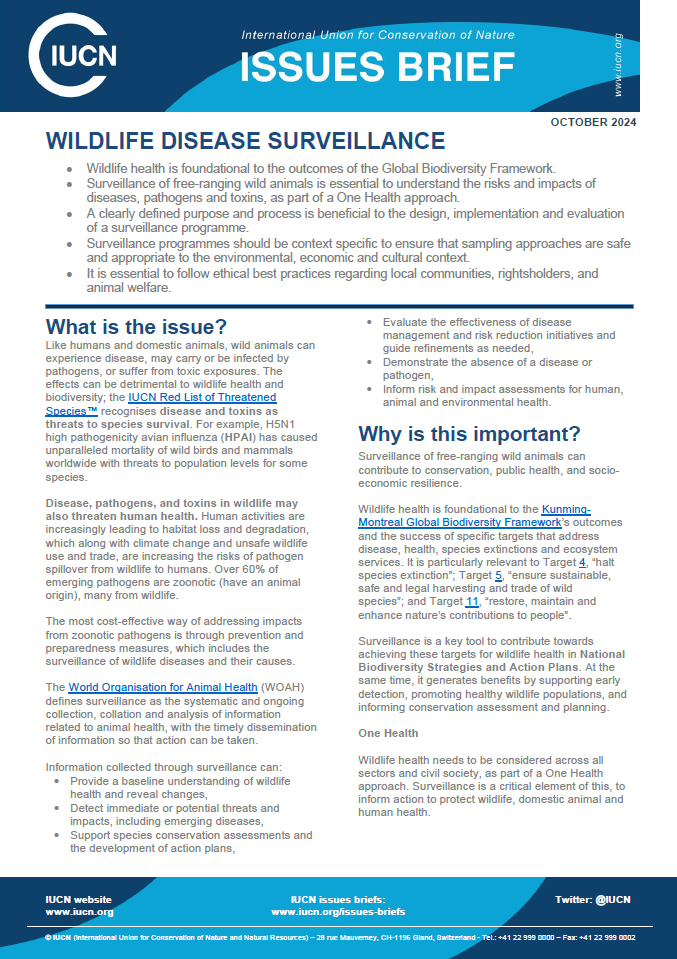 Issues Brief: Wildlife disease surveillance
